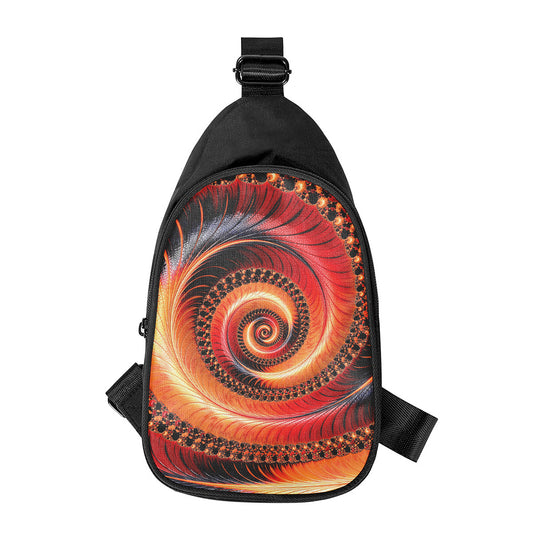 Orange Fractal Print Chest Bag