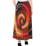 Orange Fractal Print Chiffon Maxi Skirt