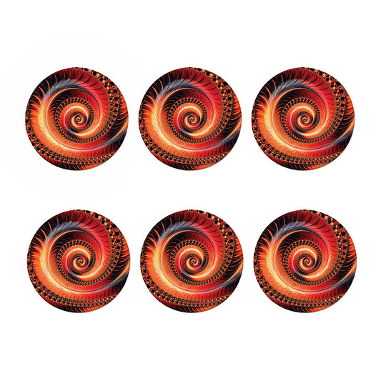 Orange Fractal Print Coaster Set