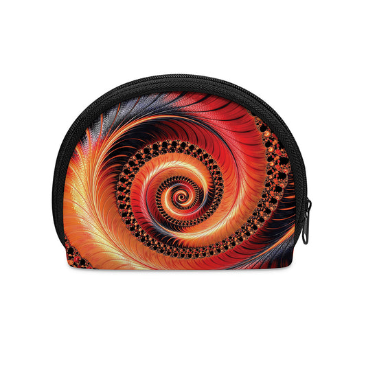 Orange Fractal Print Coin Purse