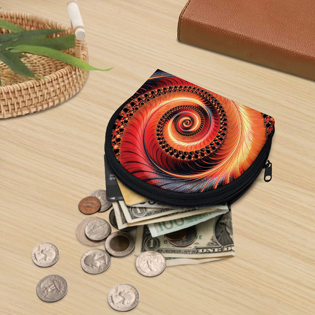 Orange Fractal Print Coin Purse