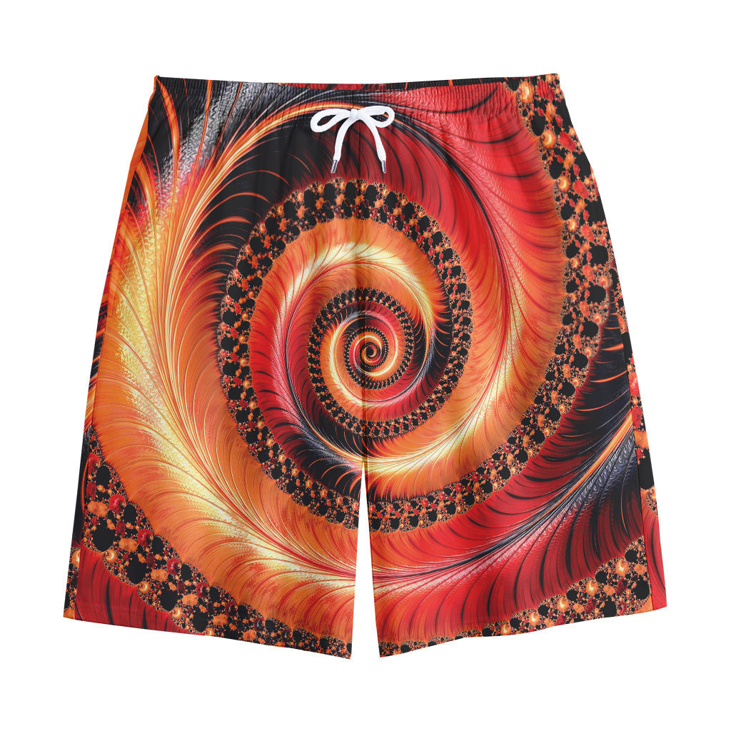 Orange Fractal Print Cotton Shorts