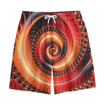 Orange Fractal Print Cotton Shorts