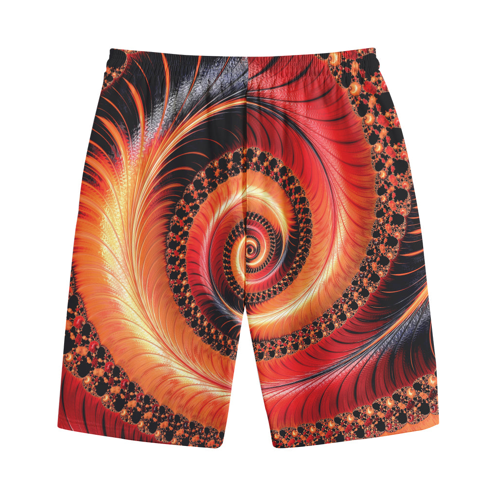 Orange Fractal Print Cotton Shorts