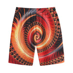Orange Fractal Print Cotton Shorts