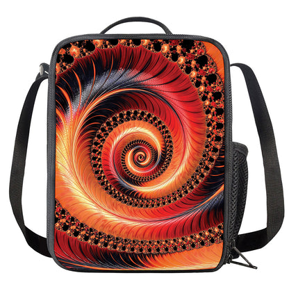 Orange Fractal Print Crossbody Lunch Bag