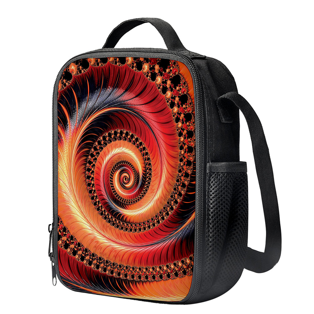 Orange Fractal Print Crossbody Lunch Bag