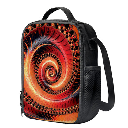 Orange Fractal Print Crossbody Lunch Bag