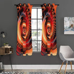 Orange Fractal Print Curtain