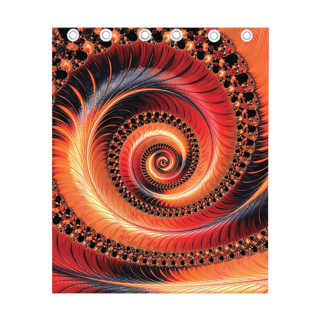 Orange Fractal Print Curtain