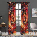 Orange Fractal Print Curtain