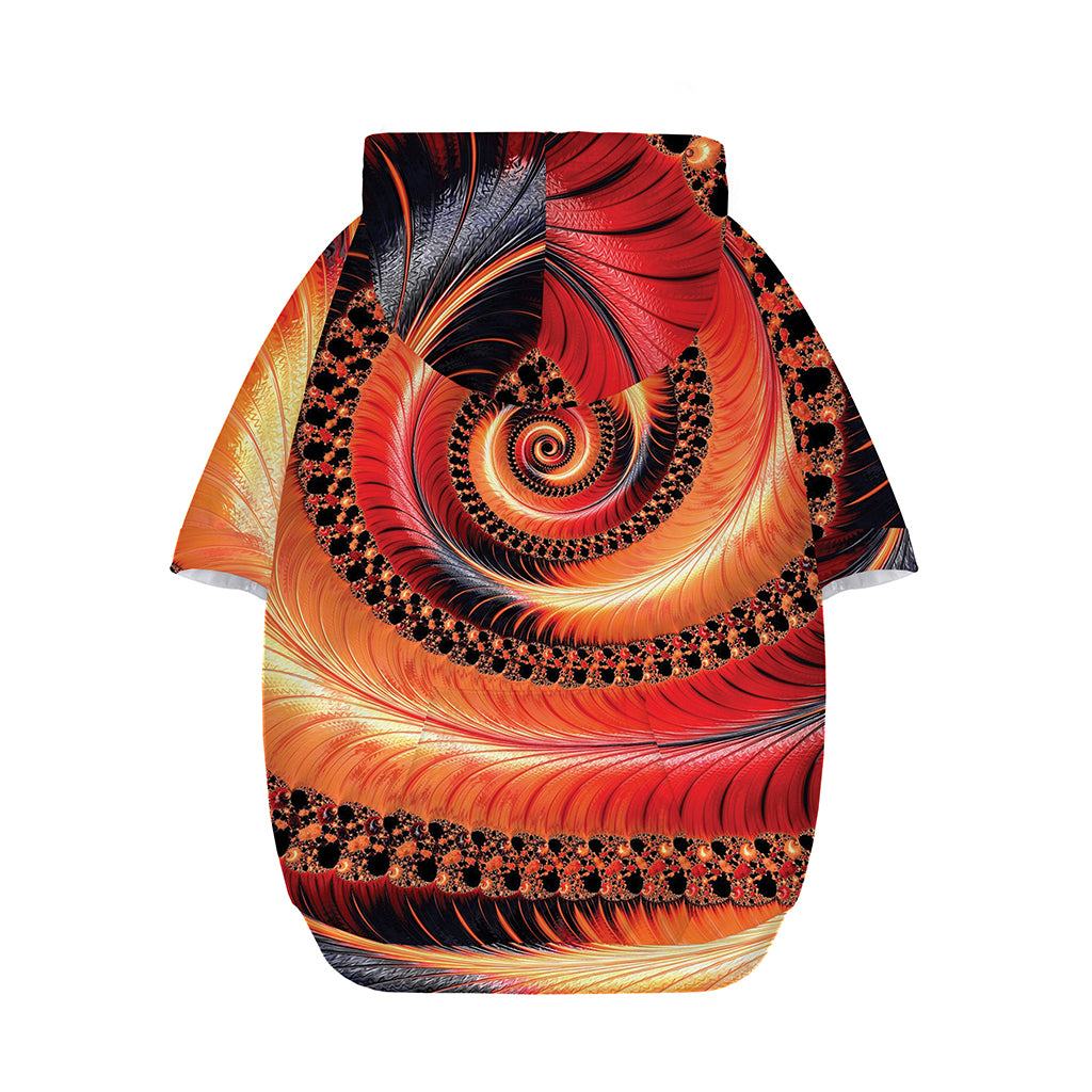Orange Fractal Print Dog Zip Up Hoodie