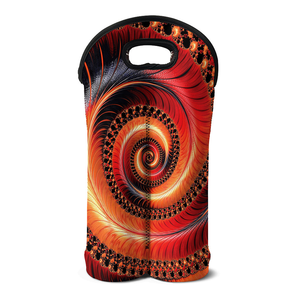 Orange Fractal Print Double Neoprene Wine Tote