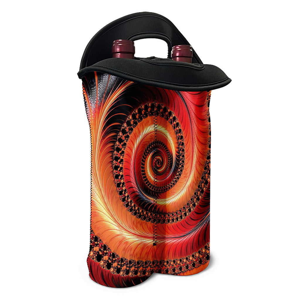 Orange Fractal Print Double Neoprene Wine Tote