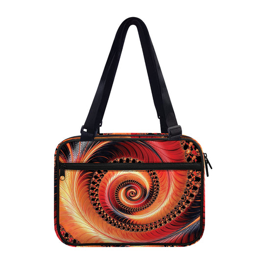 Orange Fractal Print Double Strap Bible Bag