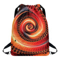 Orange Fractal Print Drawstring Backpack