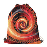 Orange Fractal Print Drawstring Bag