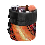Orange Fractal Print Drawstring Makeup Bag