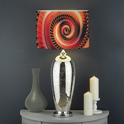 Orange Fractal Print Drum Lamp Shade