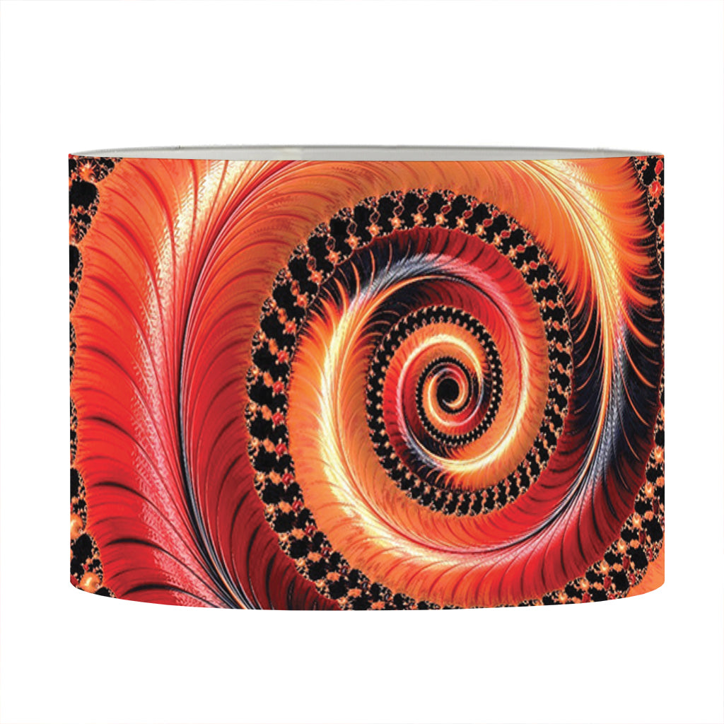 Orange Fractal Print Drum Lamp Shade