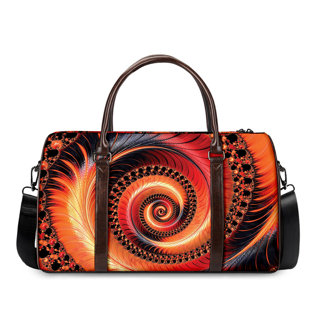 Orange Fractal Print Duffle Bag