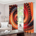 Orange Fractal Print Extra Wide Grommet Curtains