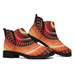 Orange Fractal Print Flat Ankle Boots