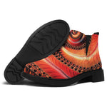 Orange Fractal Print Flat Ankle Boots