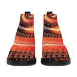 Orange Fractal Print Flat Ankle Boots