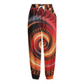 Orange Fractal Print Fleece Lined Knit Pants
