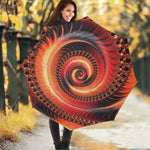 Orange Fractal Print Foldable Umbrella