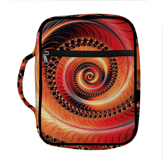 Orange Fractal Print Front Pocket Bible Bag