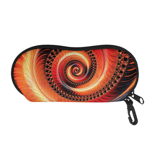 Orange Fractal Print Glasses Case