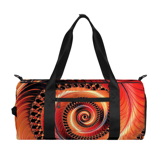 Orange Fractal Print Gym Bag