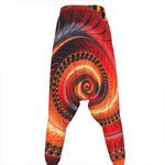 Orange Fractal Print Hammer Pants