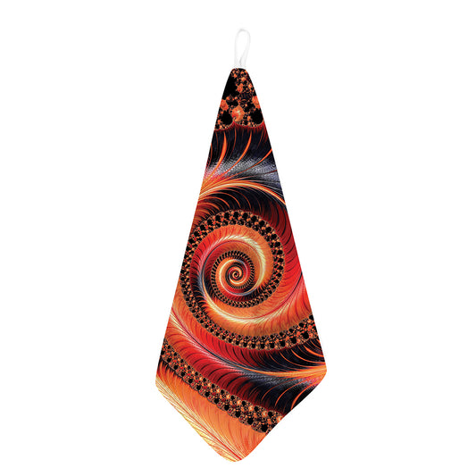 Orange Fractal Print Hand Towel