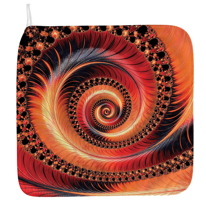Orange Fractal Print Hand Towel