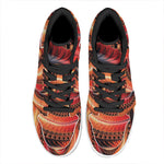 Orange Fractal Print High Top Leather Sneakers
