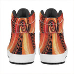 Orange Fractal Print High Top Leather Sneakers