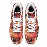 Orange Fractal Print High Top Leather Sneakers