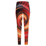 Orange Fractal Print High-Waisted Pocket Leggings