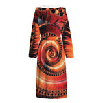 Orange Fractal Print Hooded Bathrobe