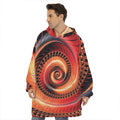 Orange Fractal Print Hoodie Blanket