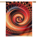Orange Fractal Print House Flag