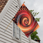 Orange Fractal Print House Flag