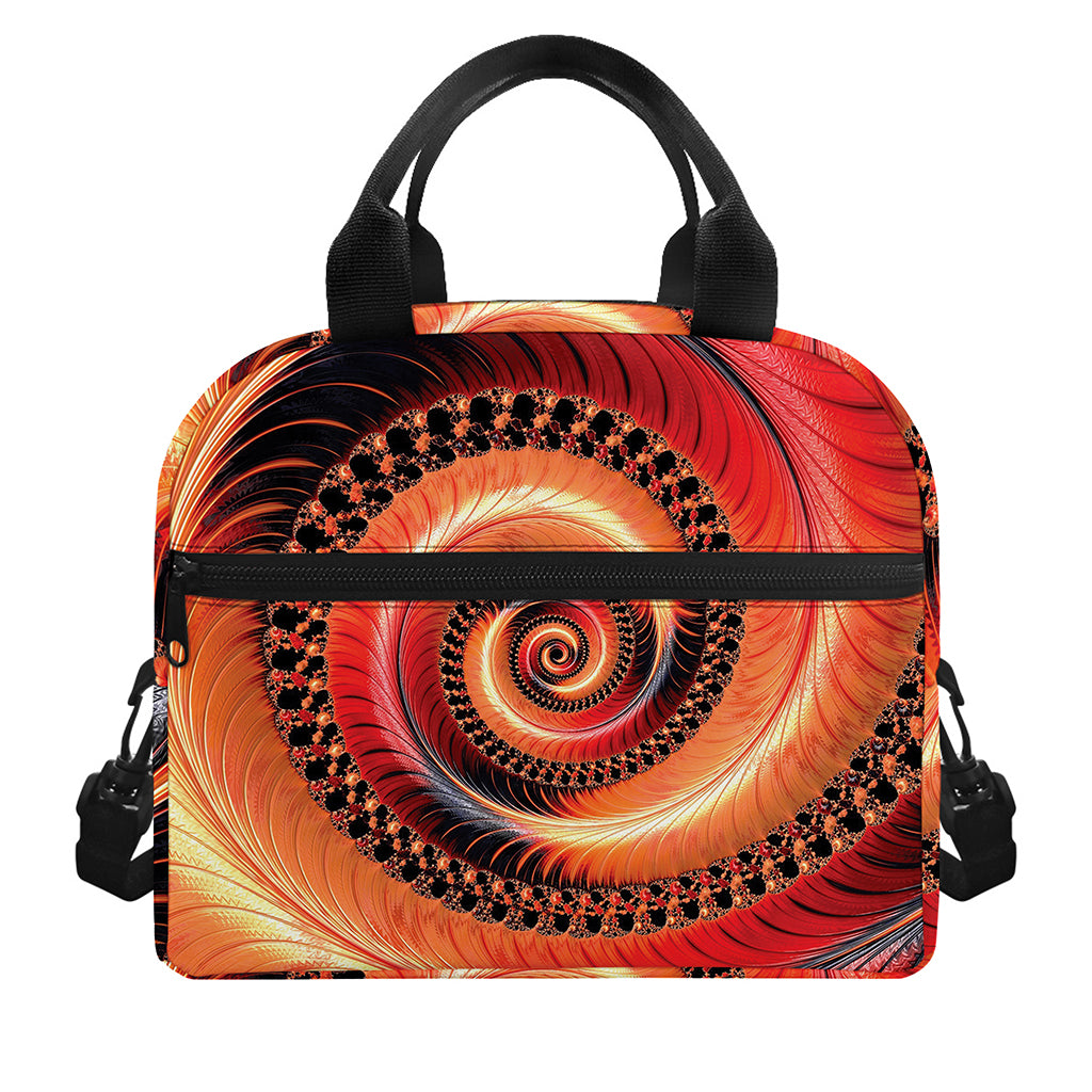 Orange Fractal Print Insulated Lunch Bag