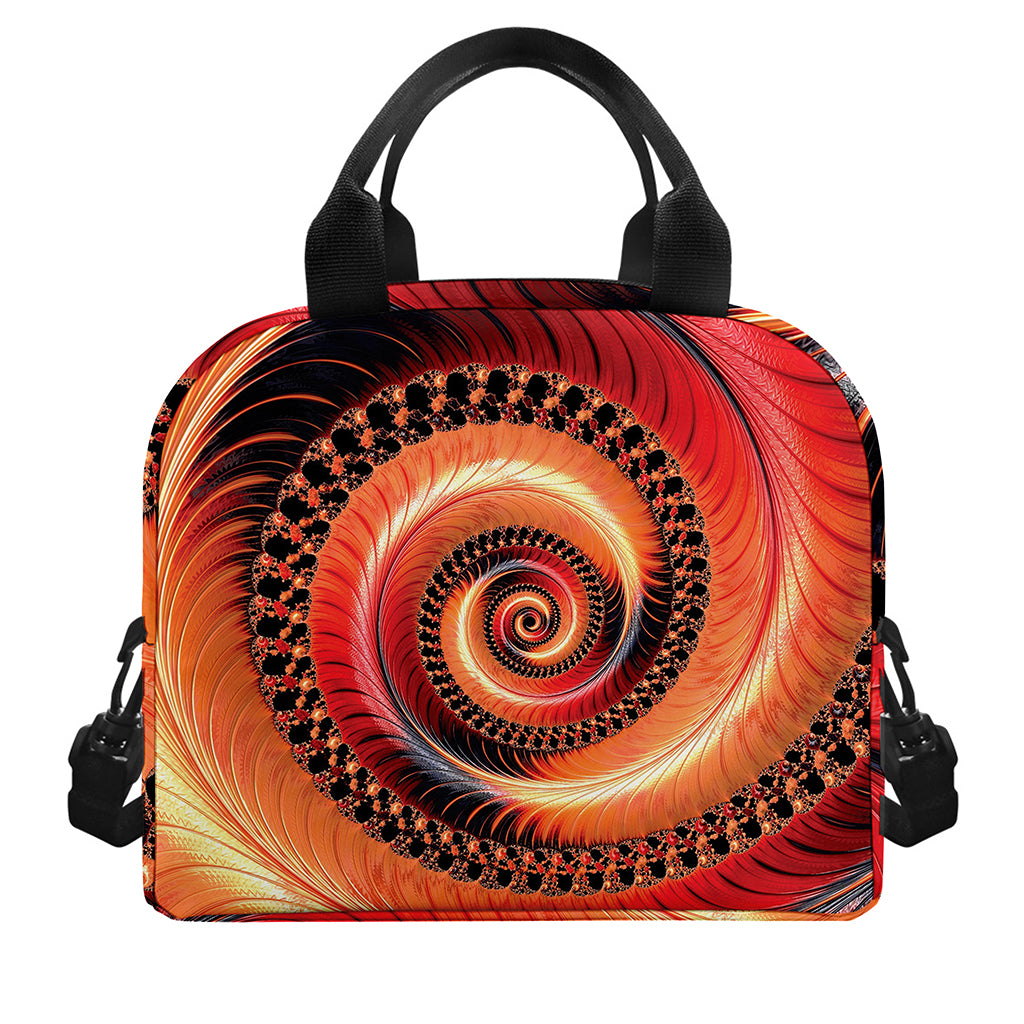 Orange Fractal Print Insulated Lunch Bag