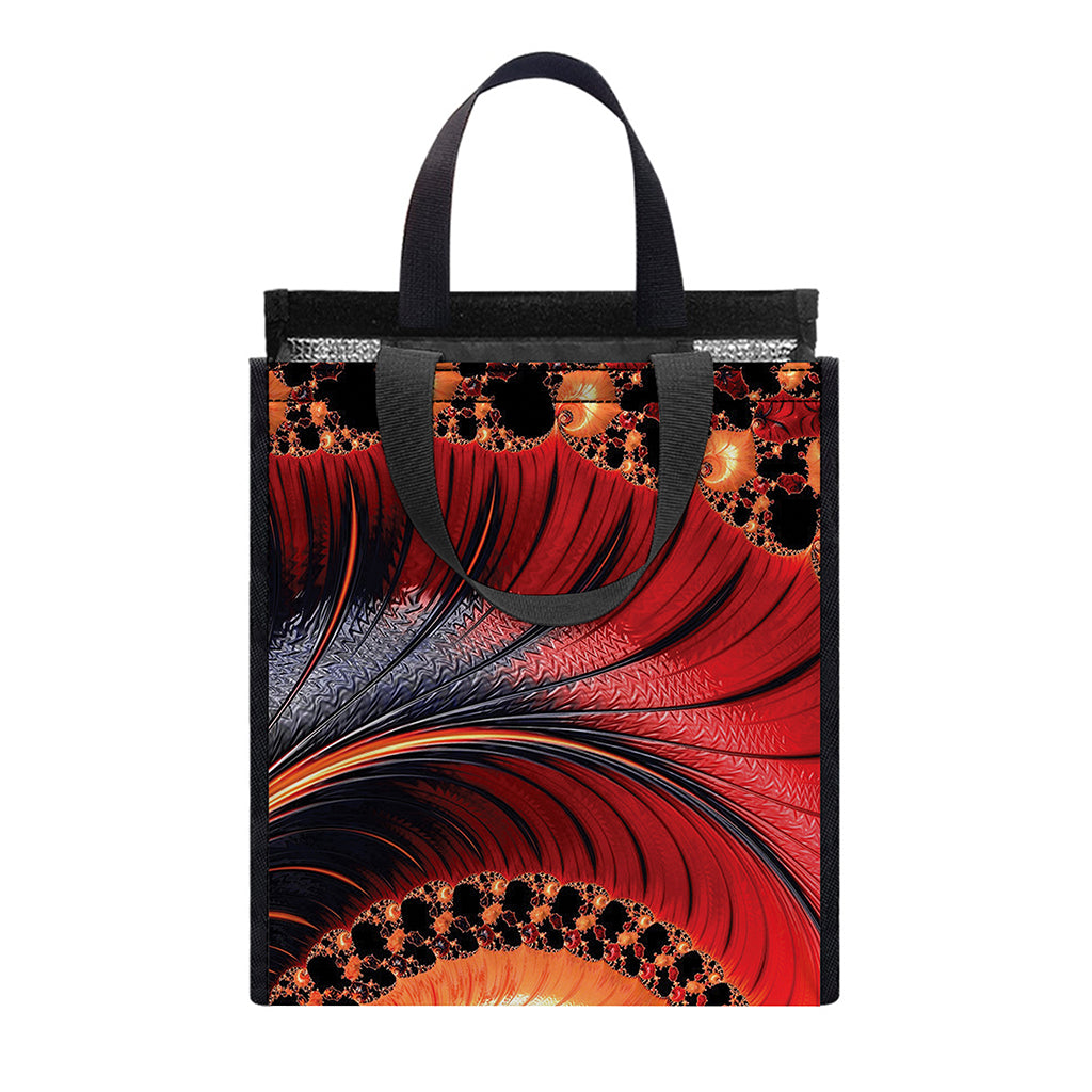 Orange Fractal Print Insulated Lunch Tote