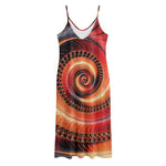 Orange Fractal Print Jersey Midi Cami Dress