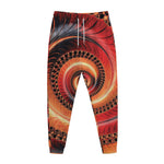 Orange Fractal Print Jogger Pants
